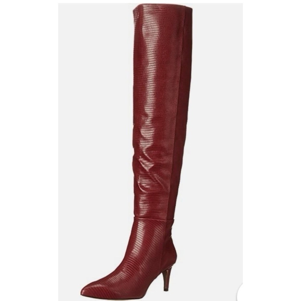 Sam Edelman Ursula Rhubarb Pointed Toe High Knee Kitten Skinny Heel Size 5.5